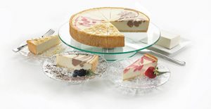 A assorted cheesecake with four different flavours.