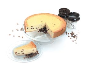 A European cheesecake with raisins.