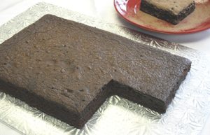 A brownie sheetcake with no sugar.